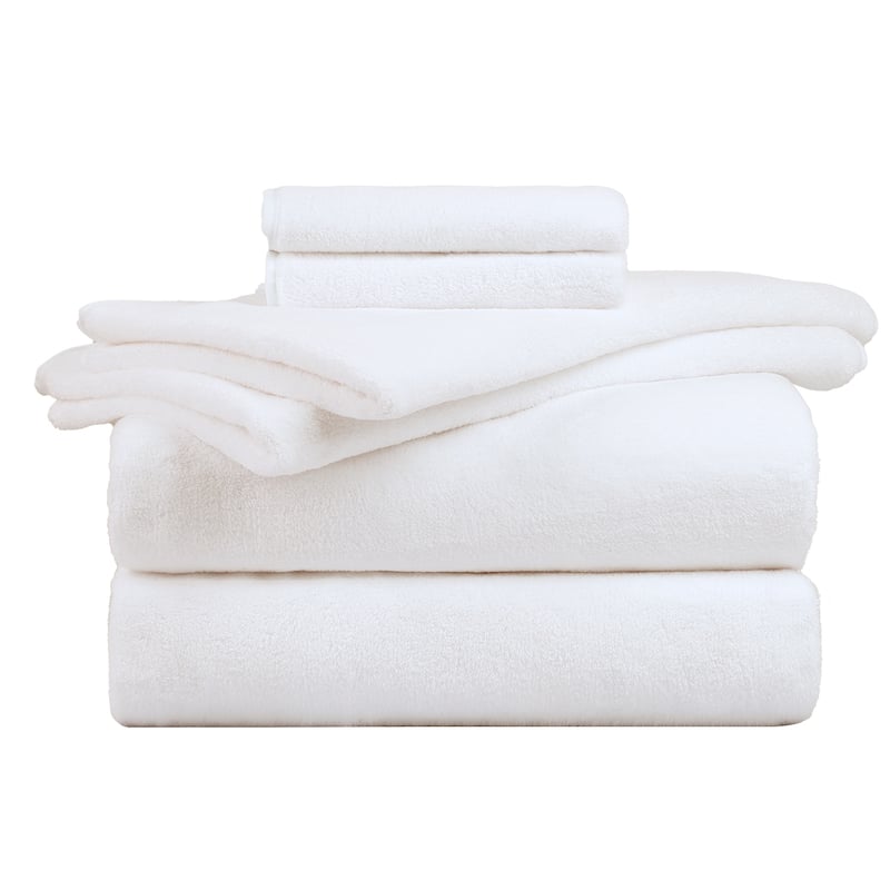 6-Piece Fleece Towel Set(2 Bath Towels,2 Hand Towels,2 Washcloths)