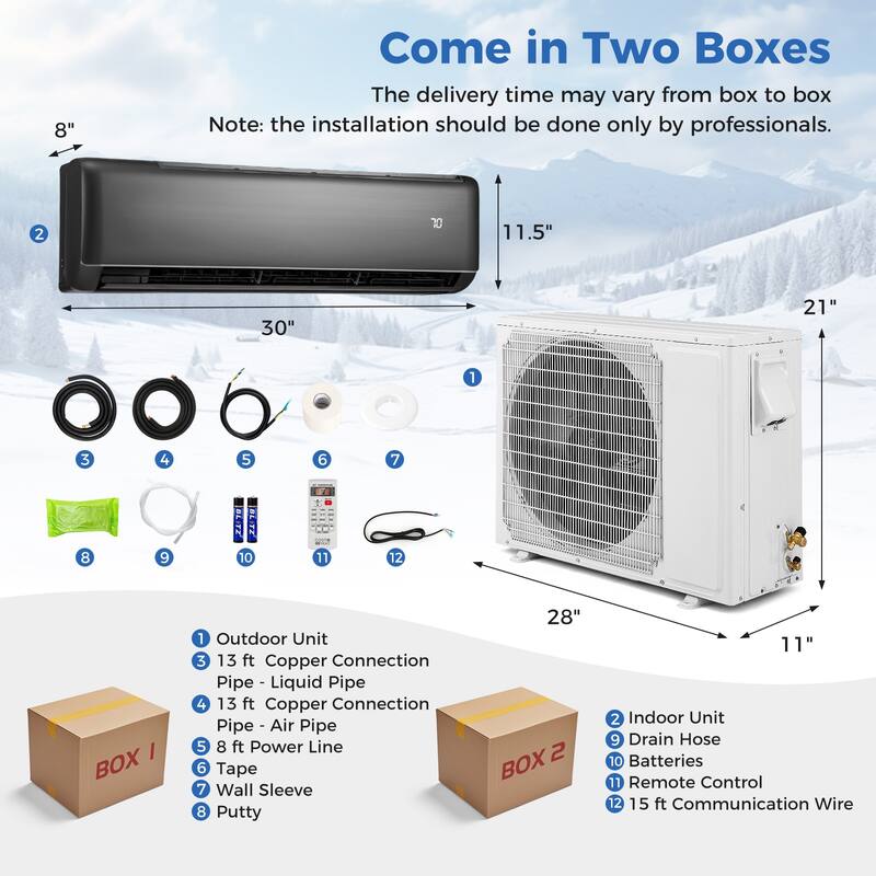 Gymax 12000 BTU Mini Split Air Conditioner & Heater 21 SEER2 208-230V