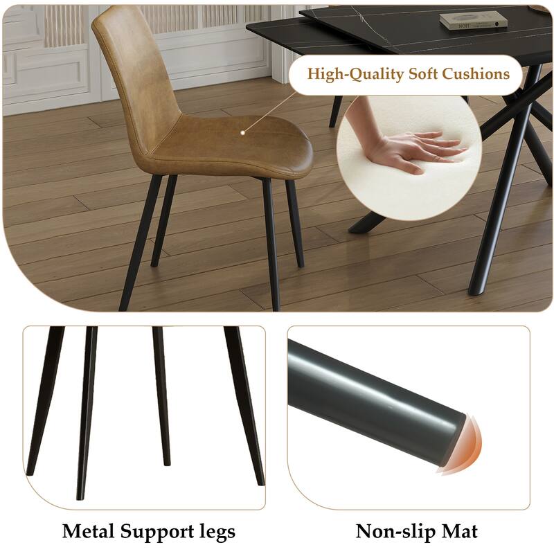 Black Extendable Dining Table Coffee Table with Cross-Legs, 8 Dining Chairs Coffee Chairs Dining Sets