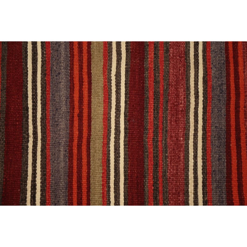 Hand Woven Oriental 100% Wool Carpet Southwestern Geometric Multi-Colored Kilim Area Rug - 10' 4'' X 5' 4''