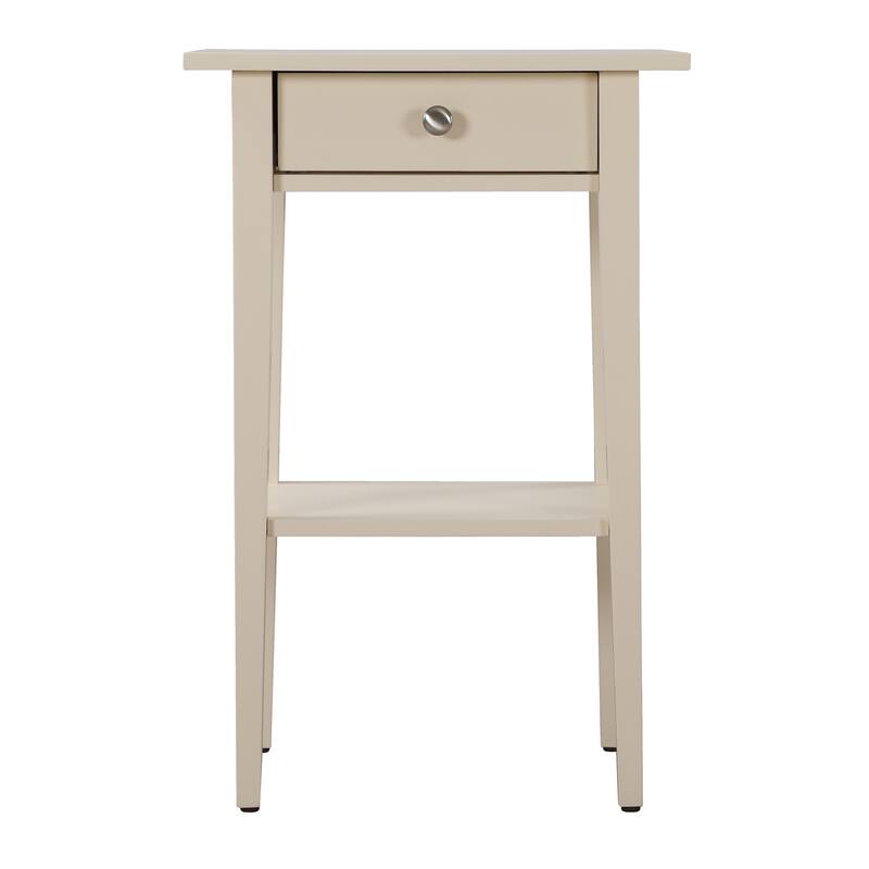 Beige Nightstand 28x18x14 Neutral Compact Bedside Table with Modern Finish, Sleek Lines and Convenient Storage Drawer
