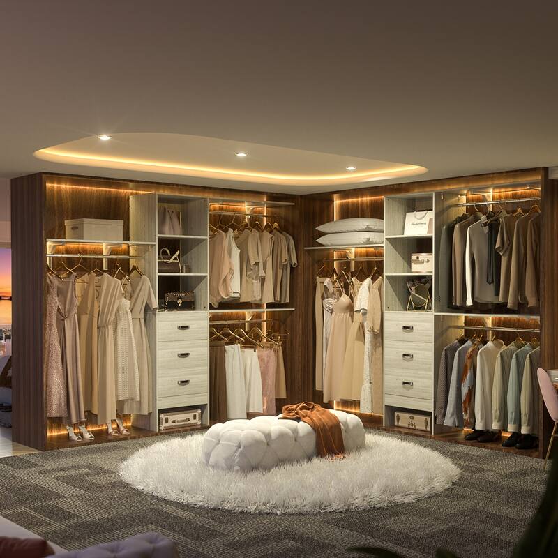 96'' W Adjustable Closet Organizer with Drawers for Walk-in/ Reach-in Closet - 20.2'' to 96'' W