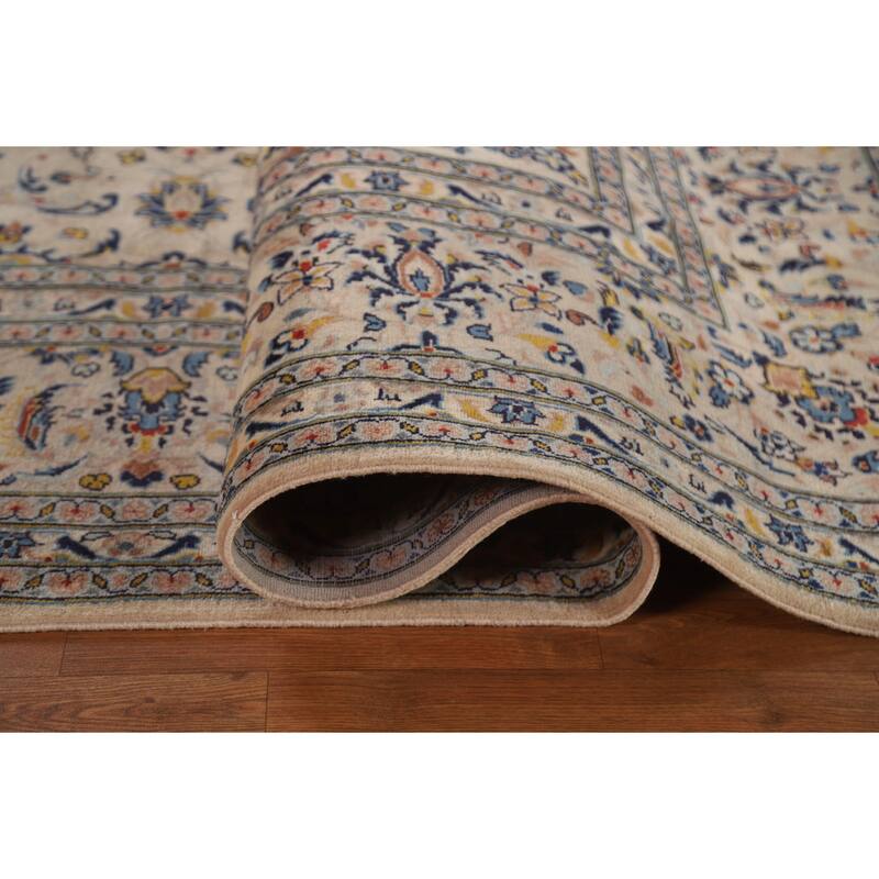 Vintage Traditional Floral Kashan Persian Wool Area Rug Handknotted