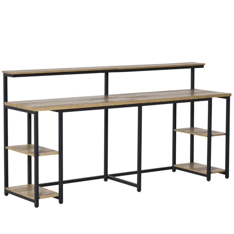 78" Dual Workstation Desk for Two with Elevated Monitor Racks and CPU Shelves Steel Frame
