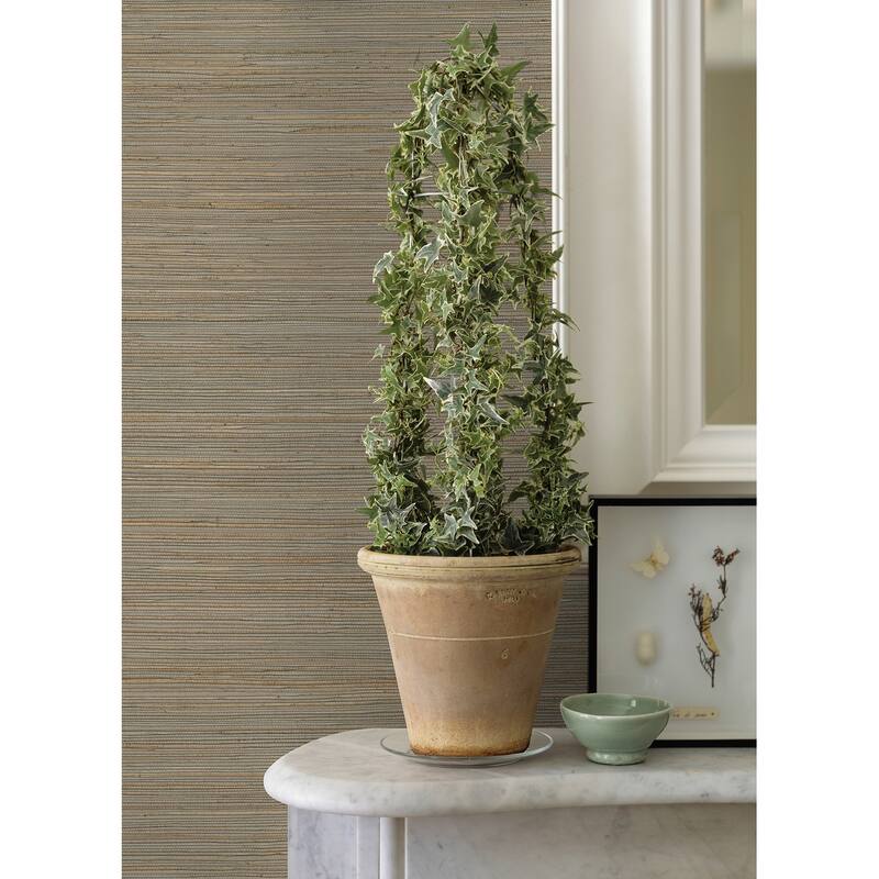 Distressed Textures Massy Kira Charcoal Hemp Grasscloth 24' L X 36" W Wallpaper Roll - Neutral