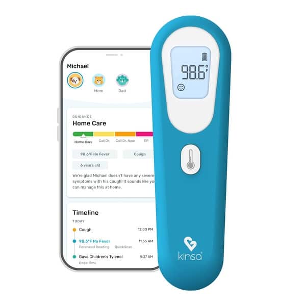 slide 2 of 8, Kinsa QuickScan Non-Contact Smart Thermometer with Smartphone App & Health Guidance - Blue