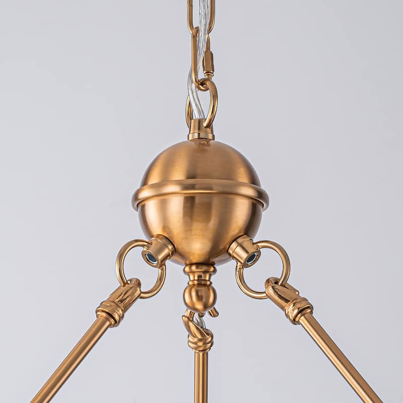 Vintage Chandelier 6-Light Classic Pendant Fixture with White Shades for Elegant Interior Lighting