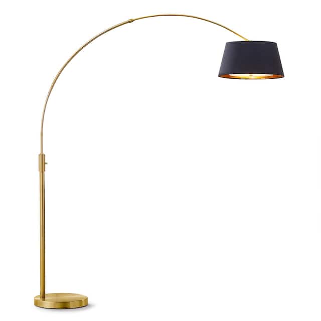 Orbita 81"H LED Dimmable Retractable Arch Floor Lamp, Bulb included, Antique Brass Finish