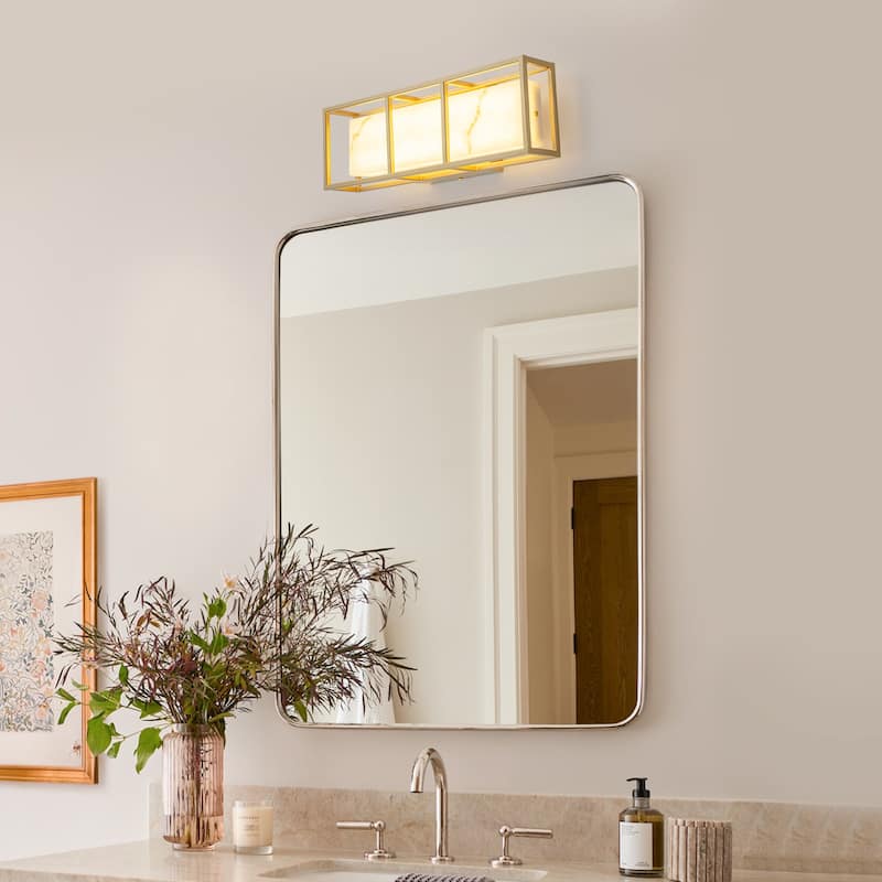 Brushed Gold LED Wall Sconce with White Alabaster Resin Shade