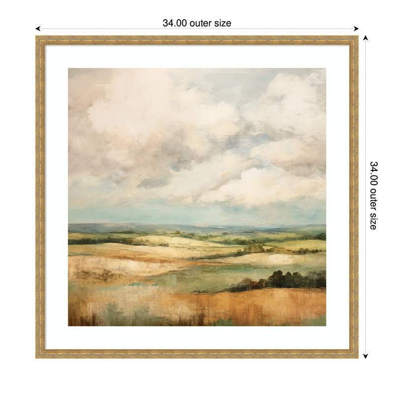Kate and Laurel Framed Art Rolling Hills Abstract Landscape by The Creative Bunch Studio