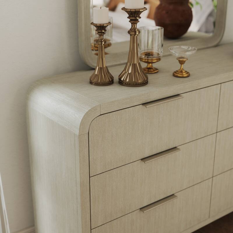 Roundhill Furniture Tavari 5-Piece Bedroom Set with Panel Bed, Dresser, Mirror, Nightstand, and Chest in Light Gray