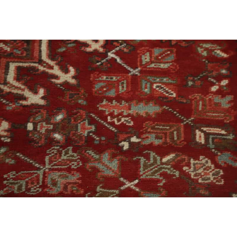 Hand Knotted Oriental 100% Wool Carpet Traditional Medallion Red Heriz Area Rug - 10' 11'' X 8' 2''