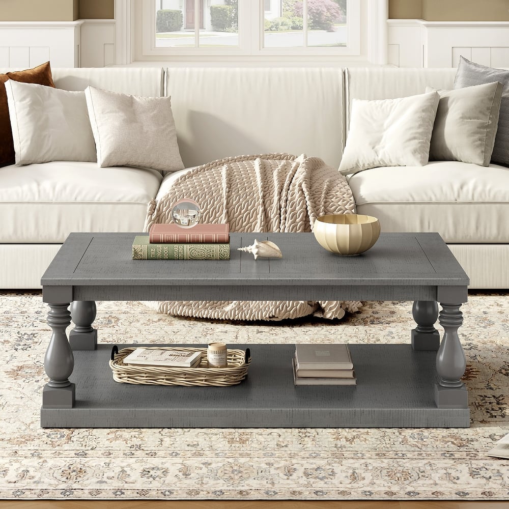 Wood Pine 45.2-in W x 17.7-in H Coffee Table - 45.2" x 17.7"