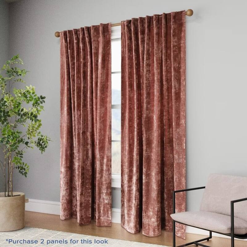 Texture Velvet Back Tab Room Darkening Single Panel