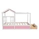 preview thumbnail 8 of 7, Treehouse Style House Roof Bunk Bed with Storage Staircase and Shelves - Solid Wood Slats Support (Twin over Full Size)