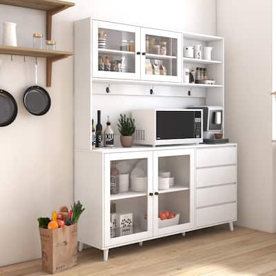 Freestanding Kitchen Pantry Kitchen Hutch Cabinet with Doors and Drawers