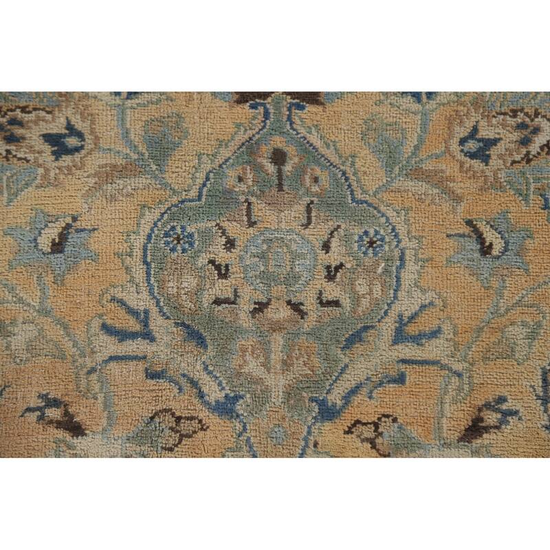 Hand Knotted Oriental 100% Wool Carpet Traditional Floral Oranges & Rust Mashad Area Rug - 10' 10'' X 9' 4''
