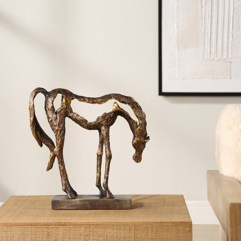 Uttermost Openly Grazing Horse Sculpture - 13'' H X 13'' W X 3.75'' D