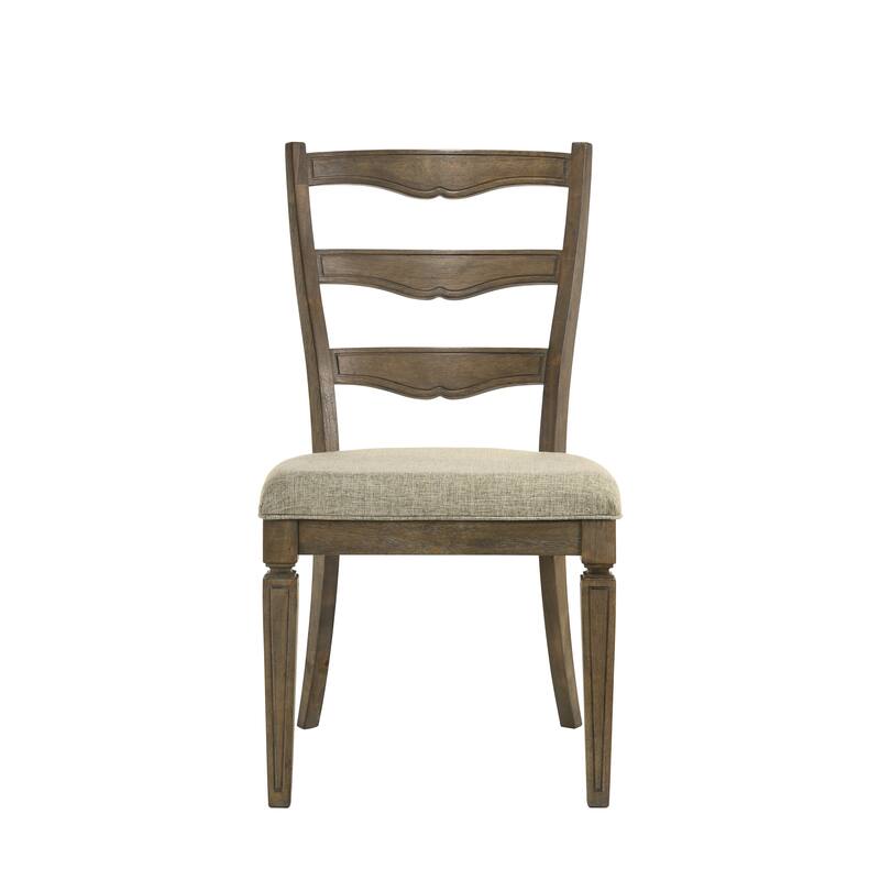 Side Chair (Set-2), Fabric & Weathered Oak Finish