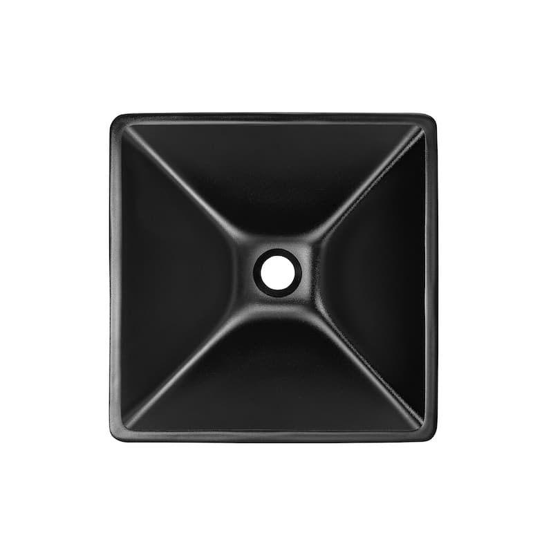 Reims 15.5" Glass Vessel Sink, Black - 15.75" x 15.75" 5.65"
