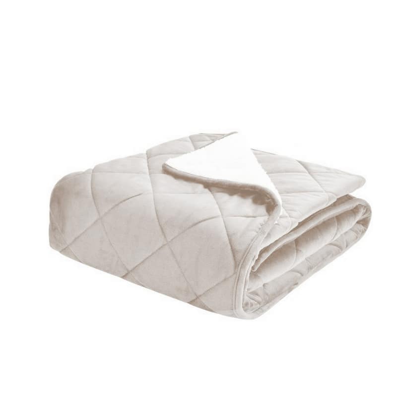 Velvet and Sherpa Quilted Foot Pocket Throw