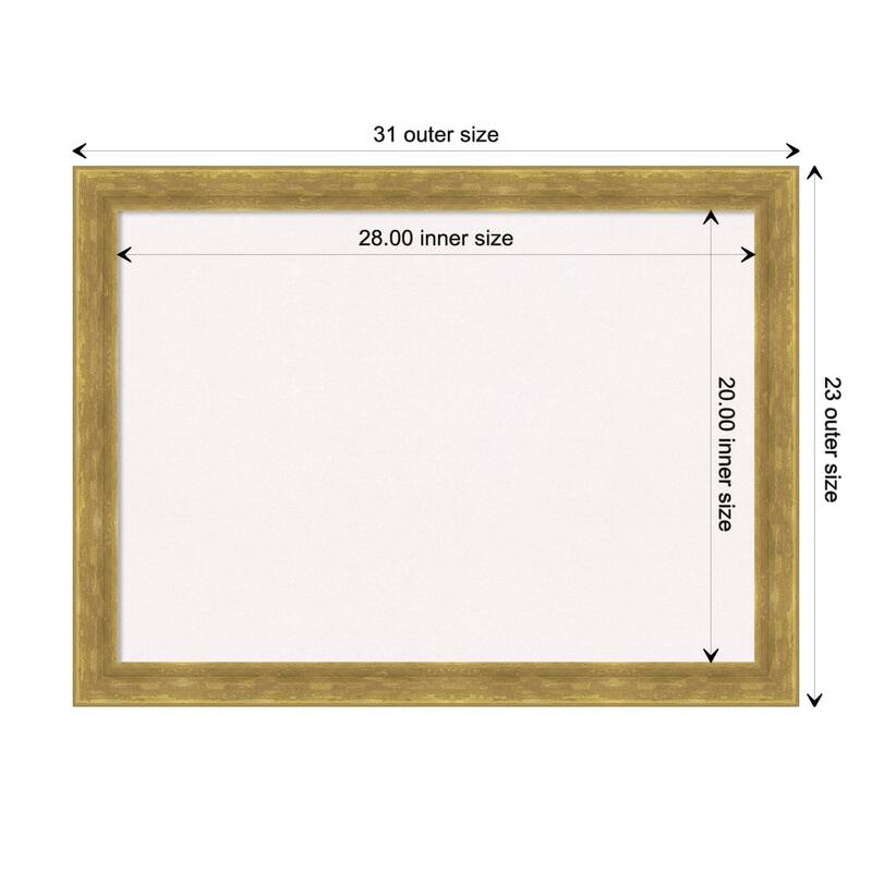 Angled Gold Wood Framed White Corkboard Bulletin Board, Organization Board, Pin Board - Board Size 28x20