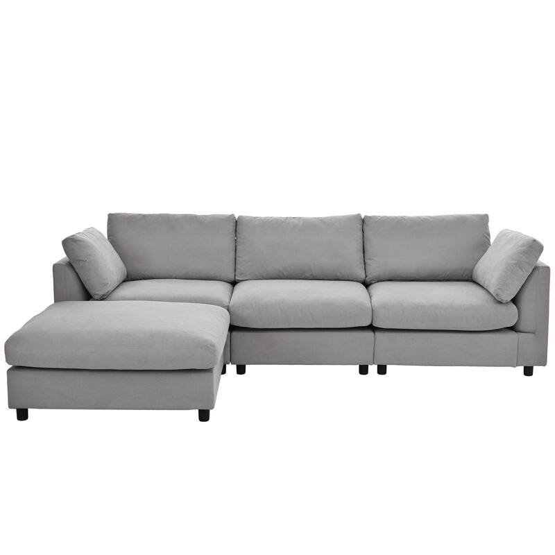L Shaped Deep Cushion Convertible Sectional Sofa with Reversible Chaise