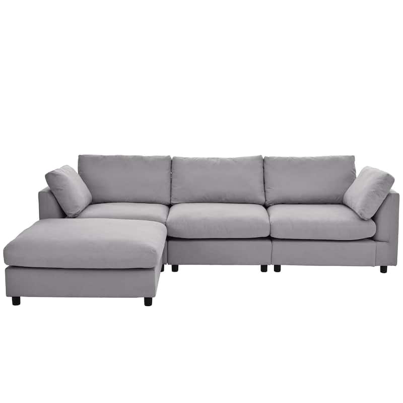 U_STYLE Upholstery Convertible Sectional Sofa, L Shaped Couch with Reversible Chaise - N/A