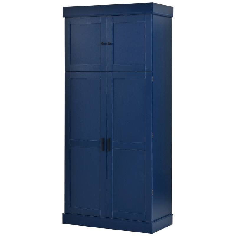 Freestanding 77"Tall Kitchen Pantry with Adjustable Shelves,Door Shelves, Drawers and Wine Racks