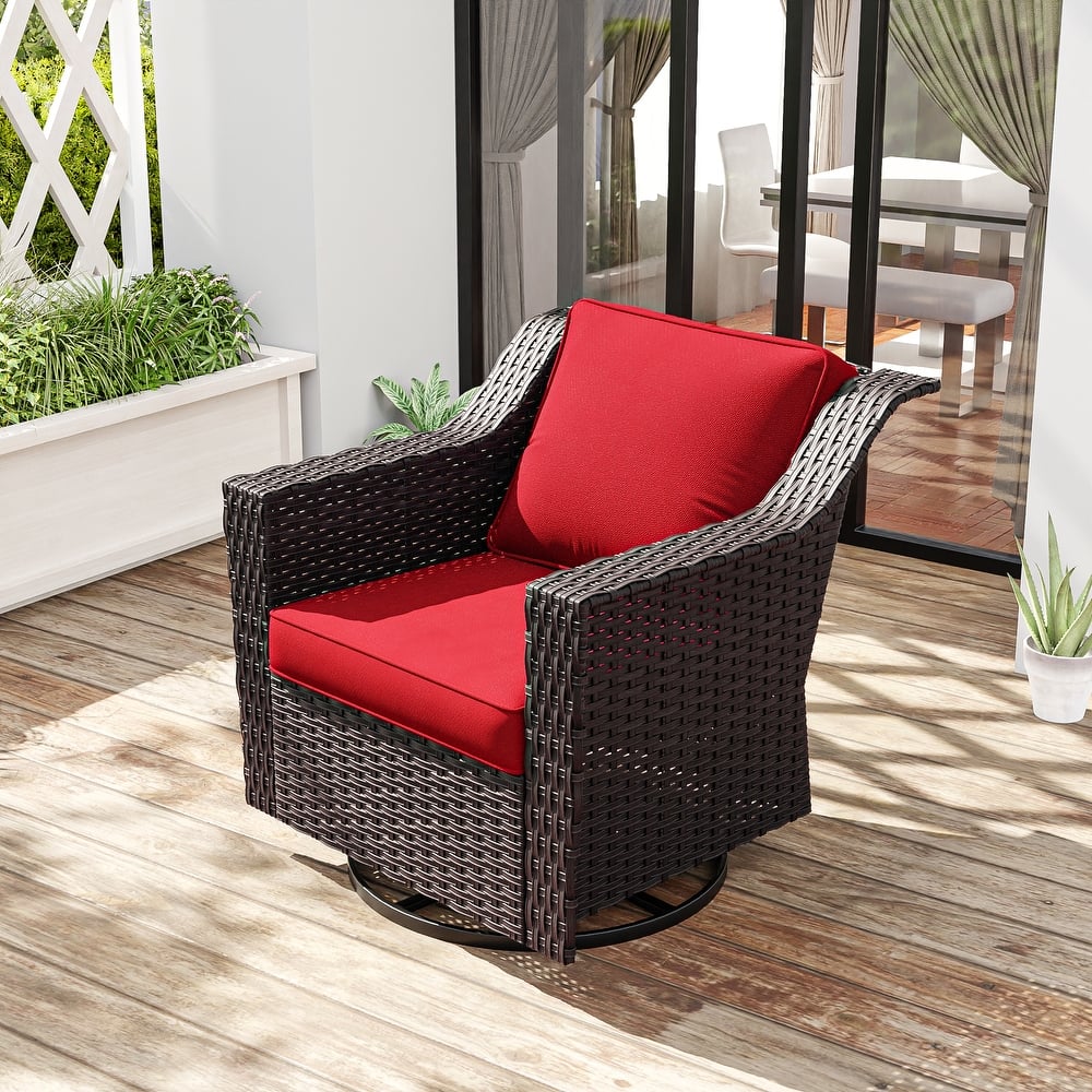 Cozywor Outdoor Patio Swivel Rattan Rocking Wicker Chair