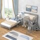 preview thumbnail 3 of 12, Twin over Full Bunk Kids Bed with Desk, 3-Drawers, Solid Wood, Convertible Design, Grey