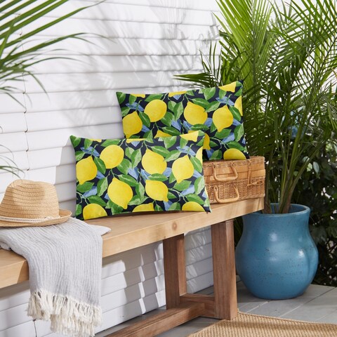 Yellow Lemons Indoor/ Outdoor Pillows (Set of 2)