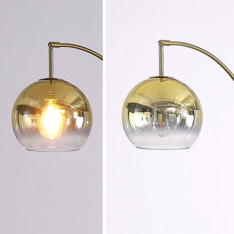 Metro 84"H Glass Globe 3-Light LED Dimmable Arch Floor Lamp with LED Vintage Bulbs