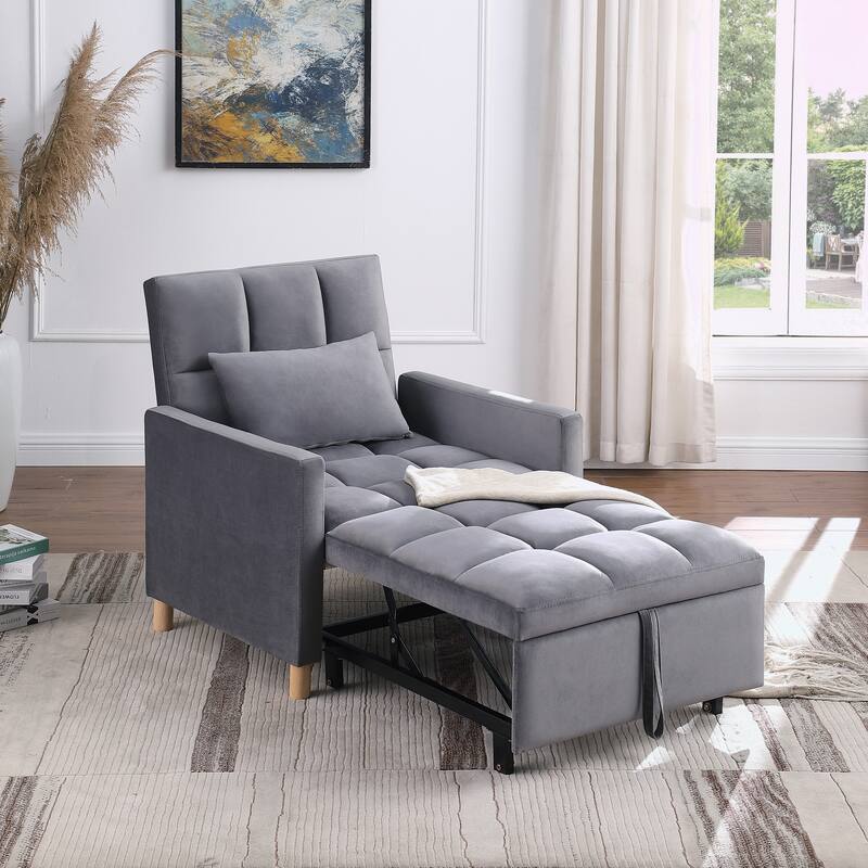 Modern Convertible Sleeper Sofa Chair Bed with Pillow