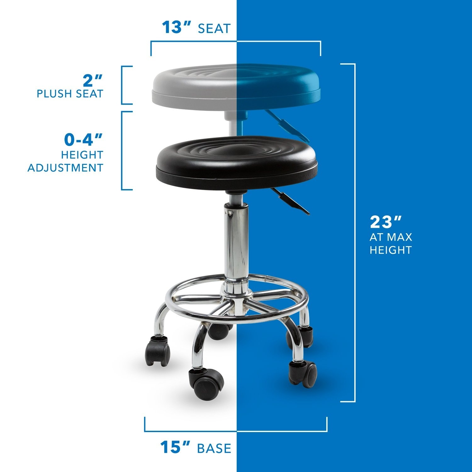 Height adjustable top stool without wheels