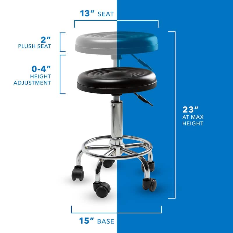 Mount-It! Height Adjustable Stool with Wheels | MI-930 - Black