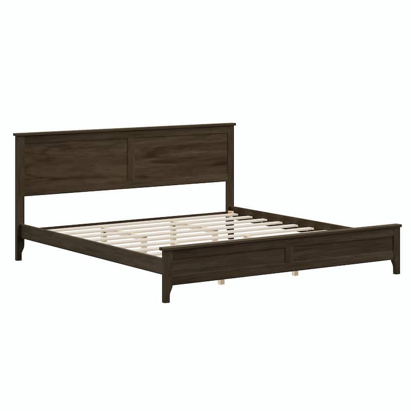 Modern Solid Wood Platform Bed with Sturdy Wooden Slat Support