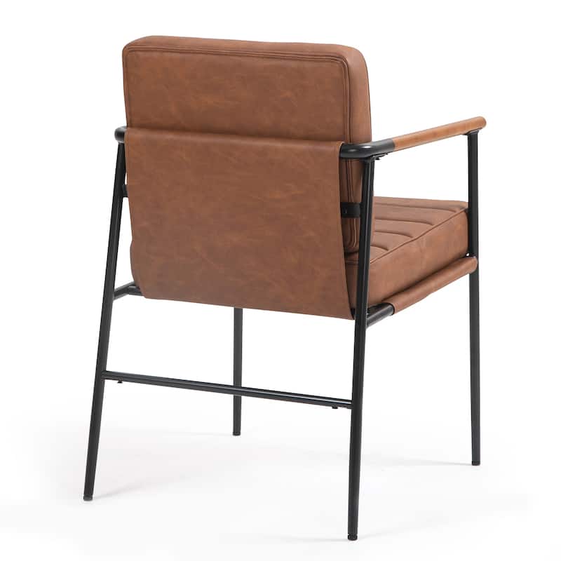 Beckett Brown Faux Leather Dining Chair with Black Iron Legs