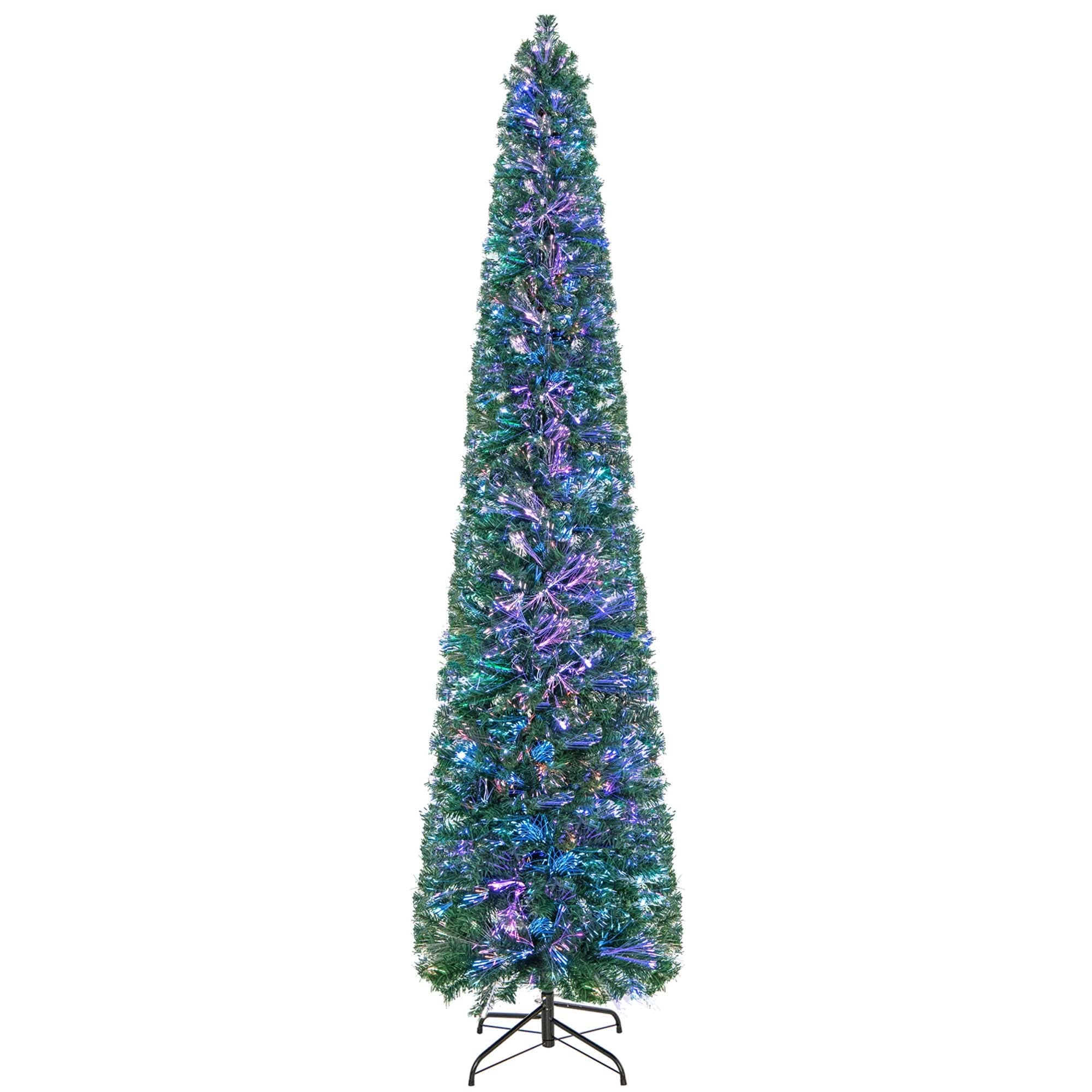 6/7/8 Feet Artificial Christmas Tree with Remote-controlled Color-changing  LED Lights - Costway