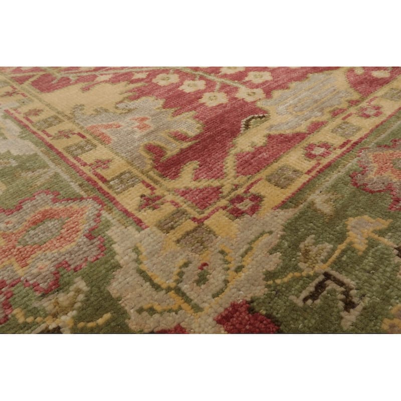 Hand Knotted Raspberry Oushak Arts & Crafts Wool Oriental Area Rug