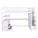 preview thumbnail 25 of 30, Full Size Grey Loft Bed with Desk, Shelves, Storage Staircase, and Two Built-in Drawers for Maximized Space