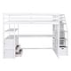 preview thumbnail 9 of 14, Full Size Loft Bed with Desk, Shelves, and Storage Staircase, White