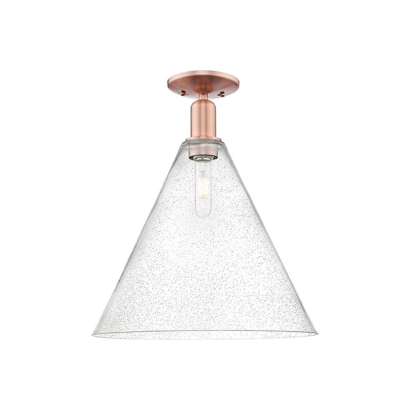 Innovations Lighting 716-1C-19-16 Berkshire Glass Semi-Flush Berkshire - Antique Copper / Seedy