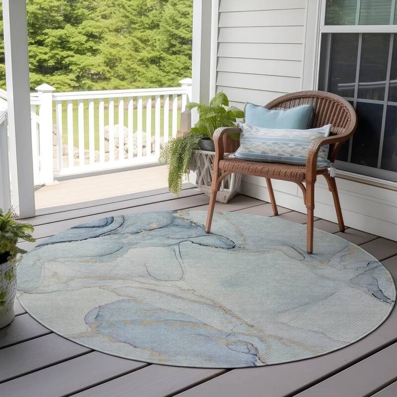 Halo Artistic Abstract Weather Resistant Classic Meets Modern Runner Outdoor Rug