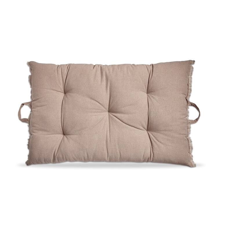 40"x26" Beige Cotton Yarn Dyed Stone Wash with Handles Accent Decorative Throw Pillow Poly Filled Insert Rectangle able