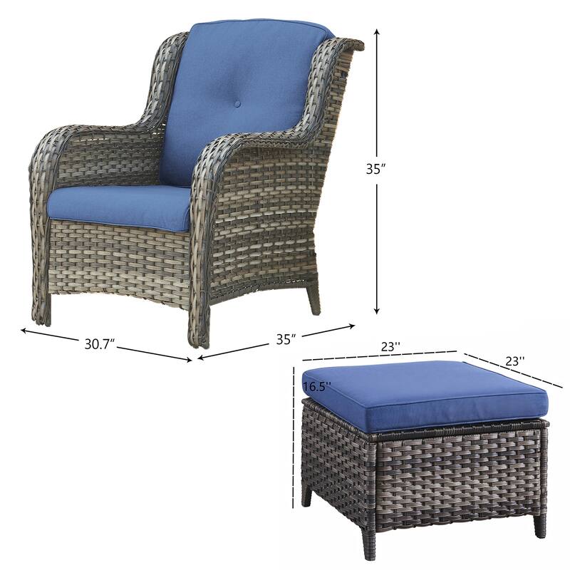 Gymojoy 4-Piece Outdoor Wicker Patio Furniture Chair Set, Rattan Coversation Set with Water Resistant Thick Cushions