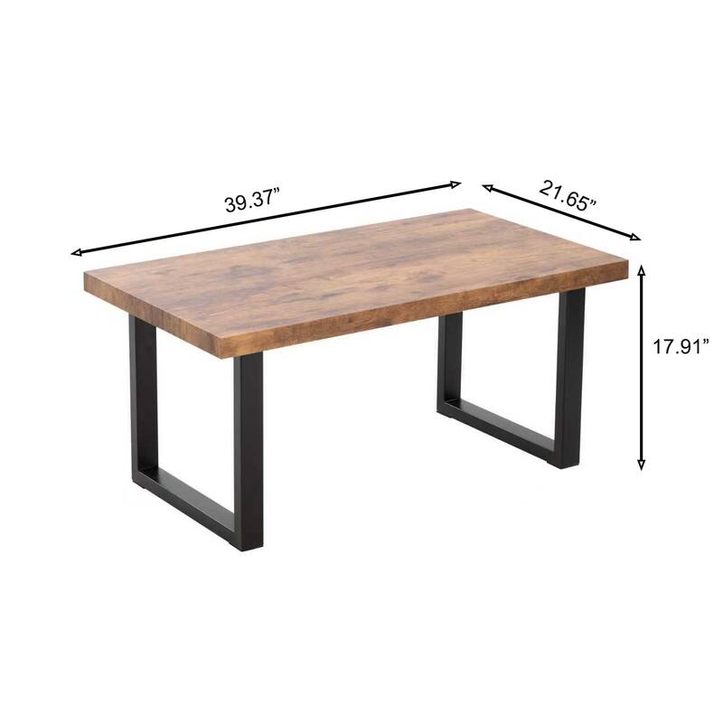 MDF Coffee Table, Small Tea Table, Walnut with Metal Legs Sofa Table