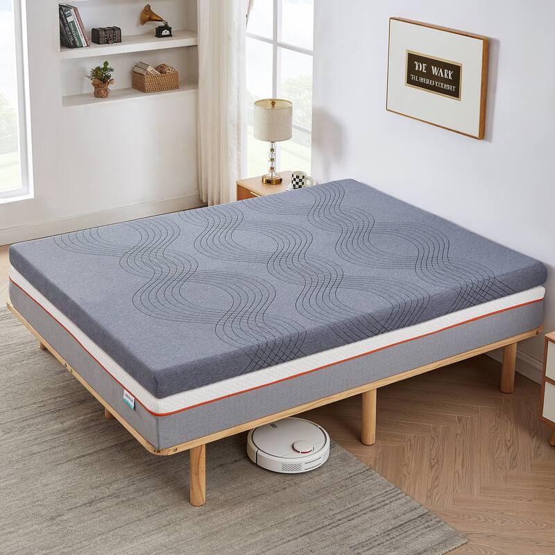 4 Inch Mattress Topper, Comfort Memory Foam Bed Topper with Removable Washable Cover, Gray - Grey