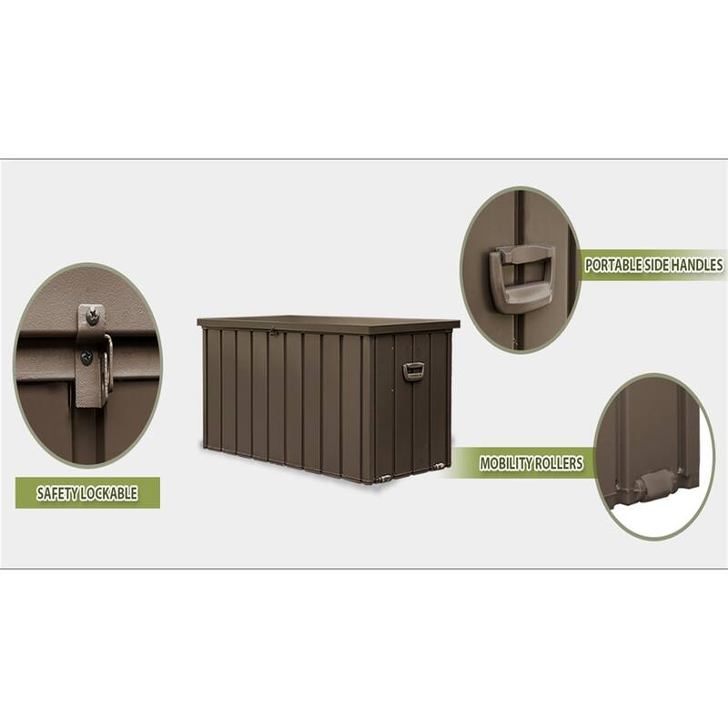 Outdoor Waterproof Storage Deck Box with Handles and Mobility Rollers