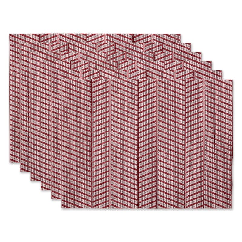 DII Antique Green Textured Twill Weave Placemat 6 Piece - Barn Red